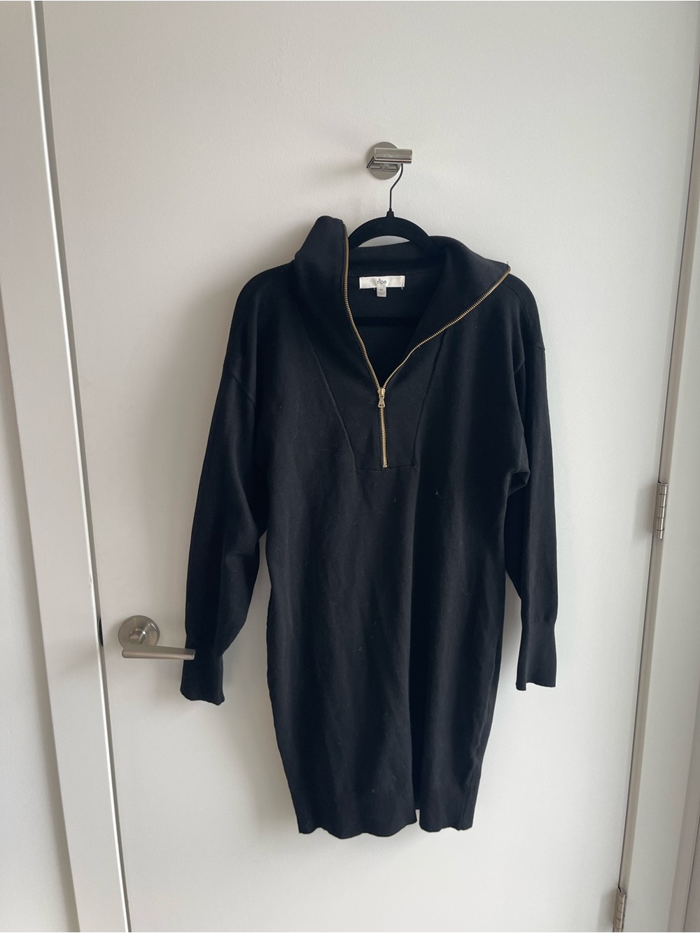 Ripe Maternity Black Half-Zip Knit Sweater Dress